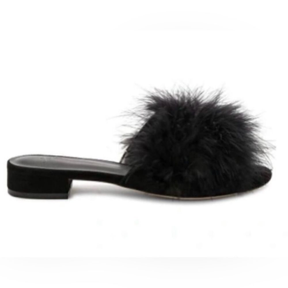 Joie Black Mani Ballet Feather Slide/Slipper 7